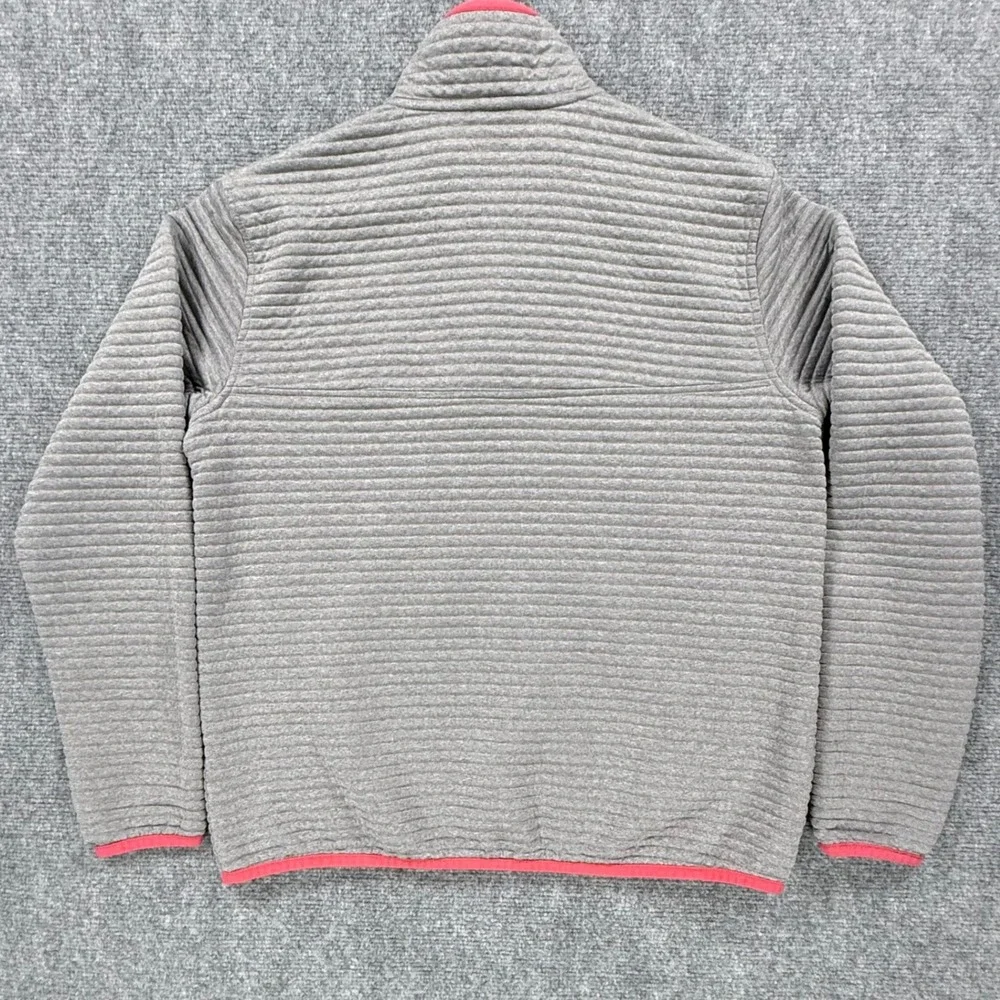 LL Bean Airlight Knit Pullover Men's Medium Gray Red 1/4 Zip Slightly Fitted